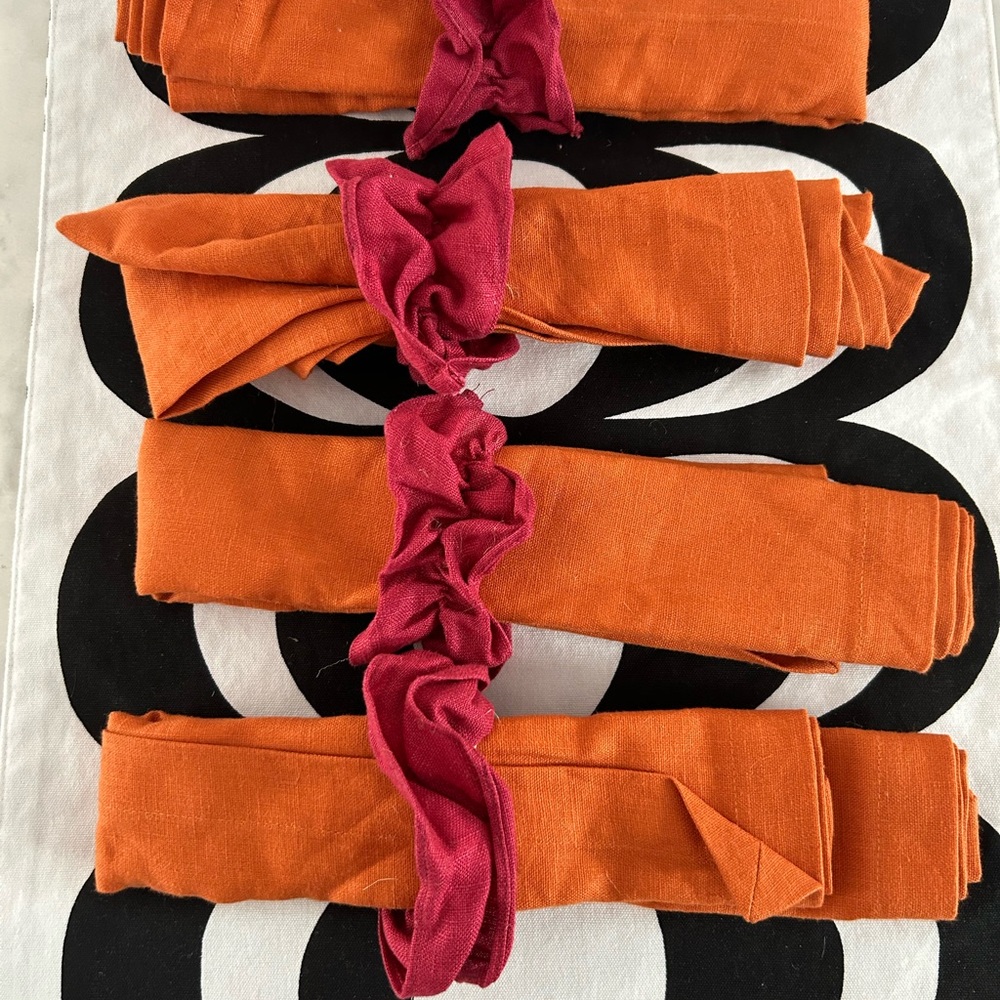Orange and Red fabric Napkin Set